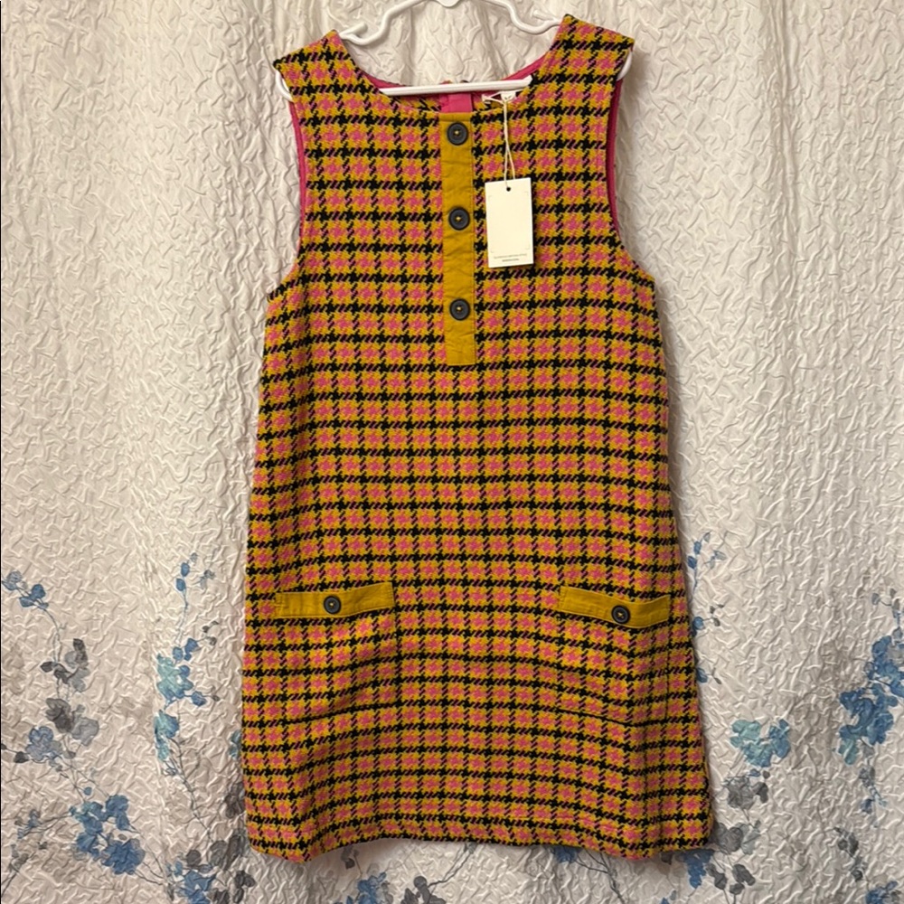 Mini Boden Pink and Yellow Checkered vintage jumper 8-9y